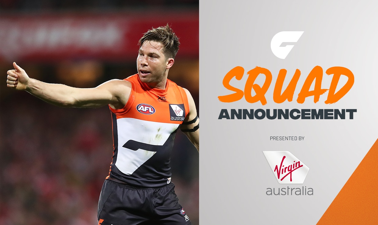 Toby Greene is back for JLT 2. Toby Greene will return to the GIANTS' line-up for JLT 2. - AFL,JLT Series,GWS Giants,UNSW Canberra Oval,Adelaide Crows,Toby Greene,Callan Ward,Adam Tomlinson